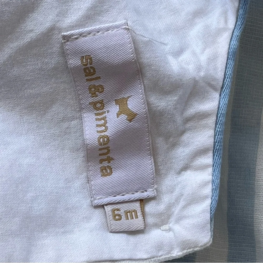 Sal and Pimenta Baby Boy Romper Blue and White Stripes Nautical Old Money Lined